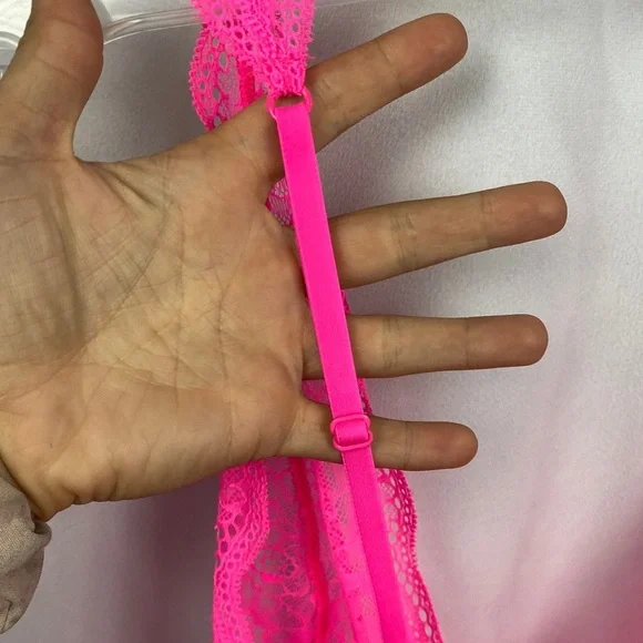 La Senza Sheer Lace Babydoll Lingerie – Hot Pink – Size Small - Picture 10 of 10